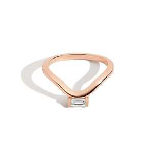 แหวนทองคำ 14k 18k ลายคลื่นประดับเพชรทรงบาแก็ตต์สังเคราะห์แบบซ้อนได้ ชุดแหวนแต่งงานโค้งสไตล์อาร์ตเดโค จากผู้ผลิต - Product Image 6