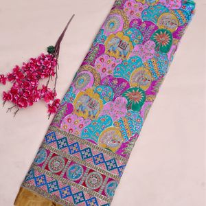 ลายมัสตาร์ดสีทองเงิน ลายช้าง ลายขนนกยูง ลายซุ้มโค้ง ลายต้นปาล์มเขตร้อน ลายหอยเชลล์ ลายจารอกา ลายมรดก - Product Image 2