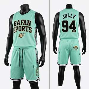 High Quality 170 GSM Mesh Fabric Basketball Uniform Set Coral Color Contrast Panels Custom Stitch <b>Design</b> for men's set - Product Image 6