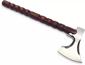 Handmade <b>Axe</b> D2 Steel Blade Wood <b>Handle</b> With Leather Sheath Outdoor Knife - Product Image 1