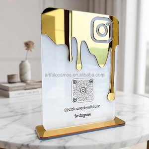 Elegant Stylish Acrylic QR Code Display Stand LED Light Luxury Finish European Style Customizable Options for Social <b>Media</b> - Product Image 3