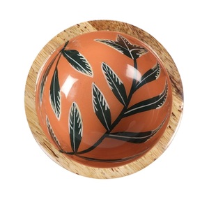 <b>Sticker</b> Enamel <b>Printed</b> Solid Wood Grain Acacia Wooden Bowl OEM/ODM Suppliers Food Fruit Bowls Round Salad Bowls - Product Image 5