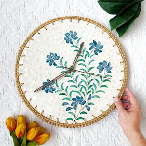 Statement wall <b>clock</b> eco friendly rattan <b>clocks</b> decor centerpieces for restaurant hotel resort - Product Image 2