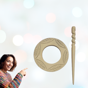 Natural wooden <b>shawl</b> fastener inspired by slow fashion, perfect <b>for</b> styling knitwear without metal or clips - Product Image 3