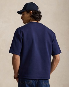 Camiseta de algodón de manga corta con cuello redondo para hombre, color azul marino, corte regular, informal, de color sólido, tejido de punto jersey con logotipo en la parte delantera. - Product Image 5