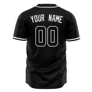 Custom Men Baseball Jersey Black Polyester Moisture Wicking Button <b>Down</b> Name Print Short Sleeve Regular Fit Adults All Seasons - Product Image 2