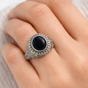 Anillo Clásico Fino de Plata de Ley 925 con Bisel de Ónix Negro para Mujer, Ideal para Aniversario de Bodas, Venta al por Mayor - Product Image 6