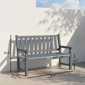 Panca da esterno in HDPE per 2 persone, capacità 530 libbre, sedile curvo, telaio in alluminio pressofuso grigio - Product Image 3