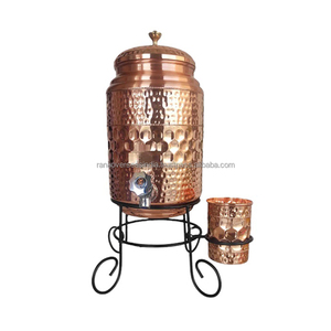 Tanque de almacenamiento dispensador de agua de cobre puro 100% hecho a mano al por mayor con soporte de vidrio y hierro forma y tamaño personalizados - Product Image 4