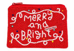 Beaded Christmas Tree Coin <b>Purse</b> Red Handmade Zipper Closure <b>Cute</b> Mini Wallet Fashion Mart - Product Image 4