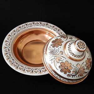 Azucarero de Cobre Blanco de Lujo Hecho a Mano con Tapa y Pedestal Grabado Floral, Decoración de Mesa para Cocina, Almacenamiento de Dulces, Regalo Festivo Premium - Product Image 1