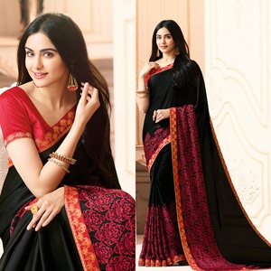 NUEVO SARI CON BLUSA, SARI INDIO PARA BODAS, DISEÑO DE BOLLYWOOD, VESTIDO ÉTNICO PARA FIESTAS PAQUISTANÍES, Sari de Bollywood con Estampado Digital en Georgette de Alta Calidad - Product Image 2