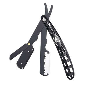 Black Folding Razor Red <b>Spider</b> Design 14.6 Cm Stainless Steel Blade ABS Handle Barber Shop Use Single Blade Manual for Men - Product Image 5