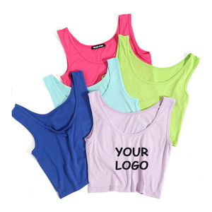 Custom Logo Women <b>Crop</b> Tank <b>Tops</b> Wholesale Sleeveless Sports Gym Fitness Yoga <b>Tops</b> Private Label Summer Casual Vest Manufacturer - Product Image 1
