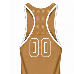 Camel Brown <b>White</b> Swim <b>Tank</b> <b>Top</b> Sleeveless Racerback Lightweight Quick Dry Breathable Training Performance Athletic Swimwear - Product Image 4