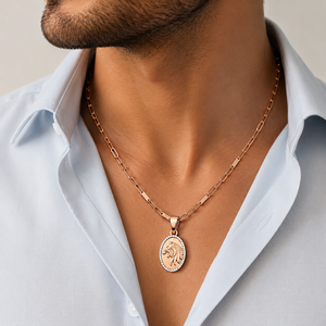 Colgante de Diamantes con Cabeza de León en Oro Rosa de 18 Quilates para Hombre, Unisex, Acabado Pulido, Inspirado en Animales, Regalo para Fiestas, Uso Diario, Joyería de Lujo - Product Image 1