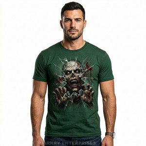 Custom Men Cotton T-Shirt Dark Brown Graphic Tee Neon Style Zombie Outline Print <b>Tshirt</b> Men Modern Streetwear Fashion Apparel - Product Image 6