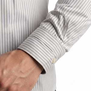 WIZE INTERNATIONAL <b>Men's</b> <b>Striped</b> Dress <b>Shirt</b> <b>Long</b> <b>Sleeve</b> Button Down Collar Cotton Poplin Smart Casual Spring Wear - Product Image 5