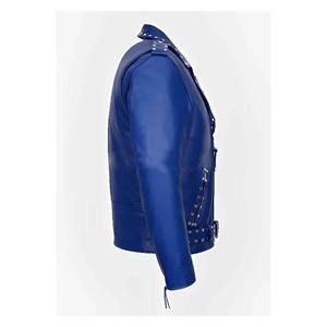Chaqueta de Cuero de Oveja con Revestimiento Estilo Punk para Hombre, con Cuello Alto y Tachuelas Metálicas, Corte Ajustado, Prenda Exterior Estilosa para Motociclistas - Product Image 2