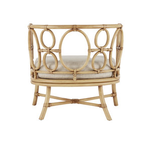 Fauteuil en rotin naturel, chaise d'appoint en osier avec dossier circulaire décoratif et coussin pour salon, mobilier de maison - Product Image 4