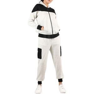 Chándal de mujer de algodón 100% de alta calidad OEM, cuello redondo, ropa informal de talla grande con patrón sólido para el invierno - Product Image 2