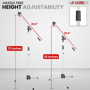 5 Core Mic <b>Stand</b> Floor Pair Universal 72" Height Adjustable Tripod <b>Microphone</b> <b>Stands</b> w Boom Arm - Product Image 3