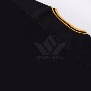 Maillot de hockey sur glace unisexe noir et jaune, col rond, manches longues, maille respirante, impression par transfert thermique, personnalisable, devant avec logo d'équipe - Product Image 5