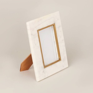Luxury Marble & Metal Gold Trim <b>Photo</b> <b>Frame</b> Handmade Rectangle Tabletop Display <b>Frame</b> Custom Home Office Decor - Product Image 1