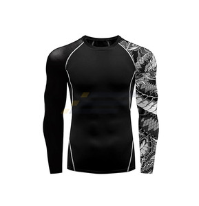 Factory Supply High Collar Breathable Quick Dry Spandex/Nylon Long <b>Mens</b> <b>Compression</b> <b>Shirt</b> Long Sleeve Rashguard - Product Image 2