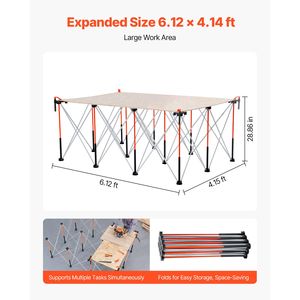 "Woodworking <b>Bench</b> Portable <b>Folding</b> Workstand 6.12 X 4.14 ft 4500 Lbs Weight Capacity No Assembly Collapsible Workbench" - Product Image 4