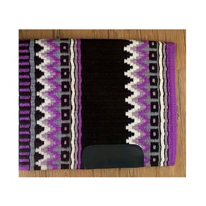 Tapis de selle Western violet, blanc et noir, en mélange de laine, contouré, avec patch en cuir résistant, pour équipement d'équitation (LLT) - Product Image 3