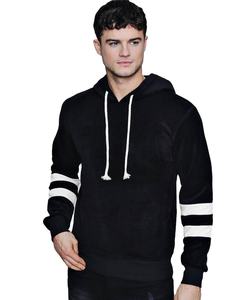 Bulk Customized Wholesale Gym <b>Sleeveless</b> <b>Hoodie</b>, Stripe Sleeve Fleece Pullover Black Breathable <b>Hoodie</b> - Product Image 1