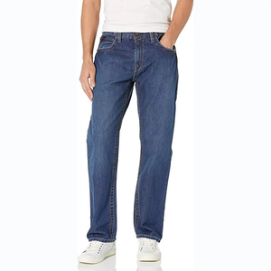 Jean déchiré pour homme grande taille, coupe droite, taille mi-haute, délavé, écologique, séchage rapide, léger, 100 % coton - Product Image 1