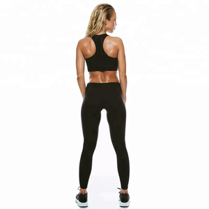 Women 2 Piece Yoga Set Solid Color Seamless High Waist <b>Leggings</b> Scoop Neck Racerback <b>Crop</b> Top Sport Wear Fitness Activewear - Product Image 4