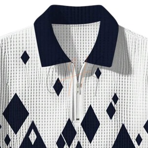 เสื้อเชิ้ตผู้ชายทรงหลวม สีกรมท่าและสีขาวล้วน ผ้าฝ้าย 100% ระบายอากาศได้ดี แห้งเร็ว เป็นมิตรกับสิ่งแวดล้อม สไตล์ลำลองทันสมัย - Product Image 3