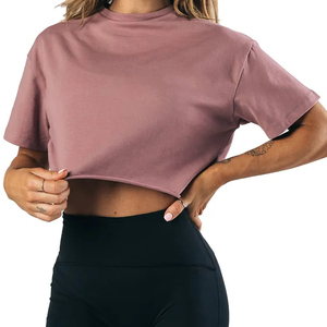 Women <b>Crop</b> <b>Top</b> Shirts Over Size Ladies Street Wear Women Short Sleeve <b>Crop</b> <b>Top</b> T Shirts Custom 100% Cotton Women T-shirts - Product Image 2