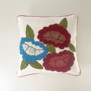 Tree Embroidered Cotton <b>Cushion</b> Cover Square Throw Pillow Case With Striped Border For Sofa <b>Bed</b> Living Room Home Decoration - Product Image 4