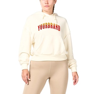 Sweat à capuche imprimé personnalisé sweat-shirt à capuche à épaules tombantes décontracté solide coupe boxy ample imprimé pulls à capuche pour femme - Product Image 5