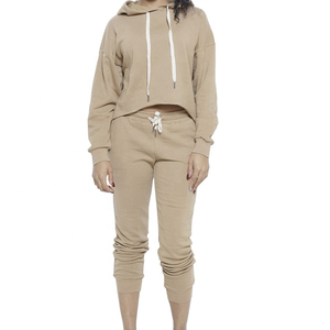 2024 New Manufacturer Black Track Suit Cotton Plus Size Jogger Set Men long sleeve Crop Top Hoodies And Joggers Suits - Product Image 1