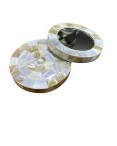Natural Shell Eco-Friendly Coastal Design Customized Thickness Round Wooden Frame Mini Cosmetic <b>Mirror</b> for Ladies and Girls - Product Image 4