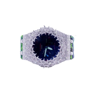 Trendy Fashion Dial Luxury Sterling silver Round Case Moissanite Diamond <b>Watch</b> <b>Rubber</b> Band With Half Throne Unisex <b>Watch</b> - Product Image 3