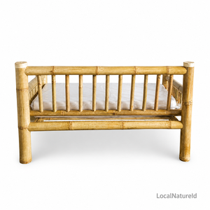 Contemporary Bamboo Garden <b>Sofa</b> Set Daybed <b>Outdoor</b> Lounge Bench with Cushion Natural Look - Product Image 4