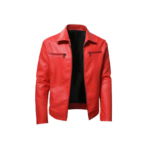 เสื้อแจ็คเก็ตมอเตอร์ไซค์ผู้ชาย RNSHANGER แฟชั่นลำลอง แขนยาว หนังเคลือบ ระบายอากาศ ผ้าแคนวาสย้อมสีพื้น สไตล์สตรีทแวร์ ทรงเข้ารูป - Product Image 2