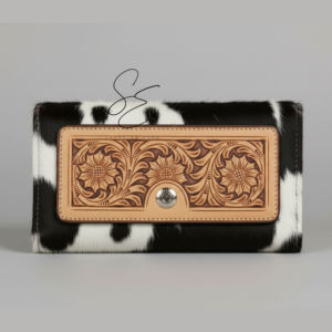 Cartera/Clutch de cuero negro repujado para mujer, con diseño de piel de vaca, personalizable, estilo vaquero occidental, regalo para ella - Product Image 4