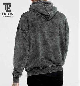 เสื้อฮู้ดดี้โอเวอร์ไซส์ผ้าฟลีซสำหรับฤดูหนาวคุณภาพสูง ล้างสีแบบแอซิดวอช สำหรับผู้ชาย ปรับแต่งสีและขนาดได้ ขายดีที่สุด - Product Image 2