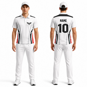 Custom Cricket Uniform White Jersey Set Men Sublimation Cricket Kit Team Wear Breathable Polyester Cricket Apparel - Product Image 1
