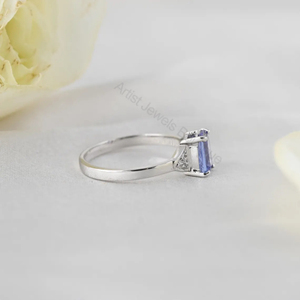 Anillo de Tanzanita Natural con Diamantes, Plata de Ley 925 y Oro Sólido de 14K, Joyería Fina, Proveedor Mayorista OEM ODM - Product Image 3