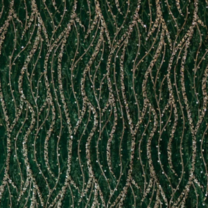 Tissu brodé vert avec paillettes métalliques pour vêtements de cérémonie pour femmes - Product Image 5