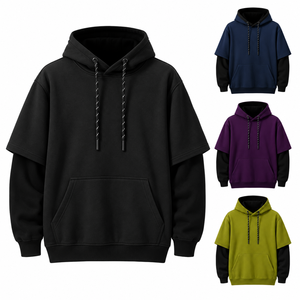 Sweat à capuche en molleton noir personnalisé pour homme, tissu doux, streetwear décontracté, vente en gros - Product Image 1