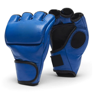 Guantes Profesionales de Entrenamiento de Piel Sintética Azul para MMA, Medios Dedos, Sparring, Muay Thai, Boxeo, Artes Marciales con Correa de Velcro en la Muñeca, OEM - Product Image 6